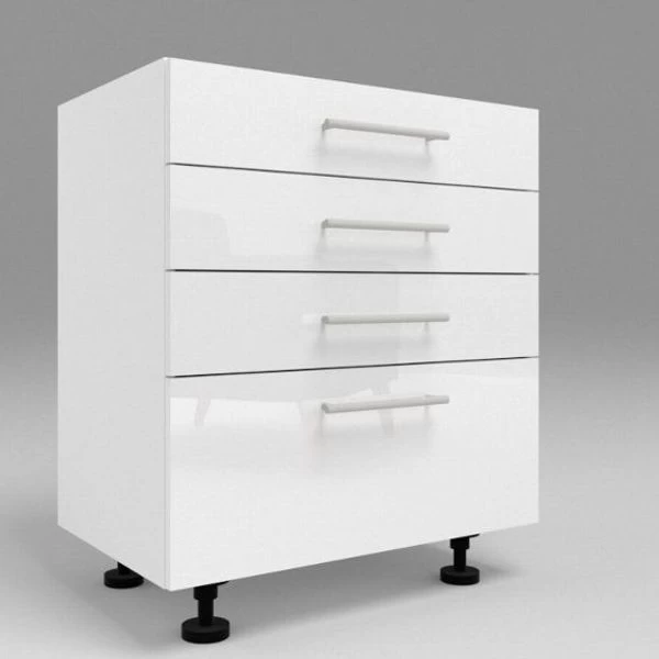Küchen Unterschrank Mit 4 Schubladen Weiß Hochglanz , Matt 30-80 Cm 5 Küchen Unterschrank Mit 4 Schubladen Weiß Hochglanz , Matt 30-80 Cm – Bild 3