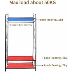 Offener Kleiderschrank Garderobenständer Aus Metall Kleiderständer Mit 3 Ablagen Und 1 Kleiderstange Bis 50 Kg Belastbar Einfache Montage 79×36×161cm -Möbelhaus 37439385 5