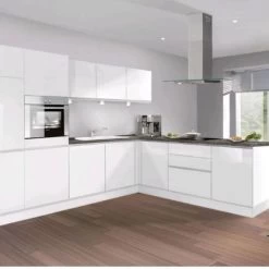 Weiße Küche Küchenzeile Glanz Grifflos - Soft Close - Individuell Stellbar