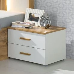 Modernes Schlafzimmer Set Forest Hochglanz Weiss In Altholz-Design -Möbelhaus 385750417