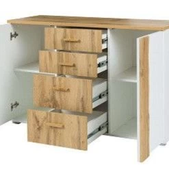 Modernes Schlafzimmer Set Forest Hochglanz Weiss In Altholz-Design -Möbelhaus 385750421