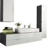 Badmöbel Badezimmer Set Weiß Hochglanz Waschtisch Komplett MIT Waschbecken Beach 2 Badmöbel Badezimmer Set Weiß Hochglanz Waschtisch Komplett MIT Waschbecken Beach -Möbelhaus 387389088