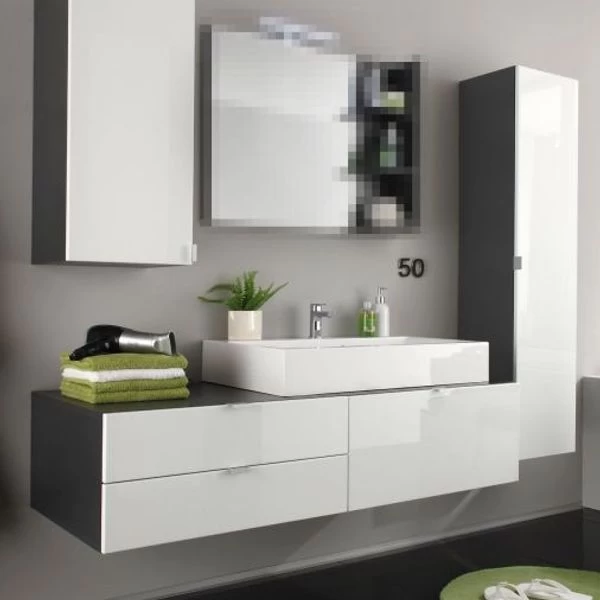 Badmöbel Badezimmer Set Weiß Hochglanz Waschtisch Komplett MIT Waschbecken Beach 5 Badmöbel Badezimmer Set Weiß Hochglanz Waschtisch Komplett MIT Waschbecken Beach – Bild 3