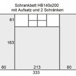 Schrankbett Wandbett Klappbett Horizontal HB140 X 200 Mit Aufsatz & 2 Schränken Weiß -Möbelhaus 387840793