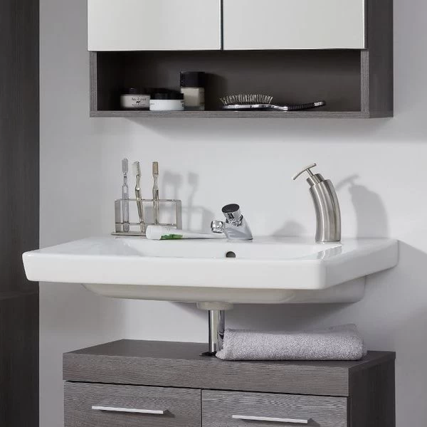Bad Möbel Set Waschbeckenunterschrank Spiegelschrank Grau Sardegna 60 Cm Runner