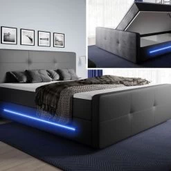 Elegantes Boxspringbett Isor Mit 2 Bettkasten Und LED