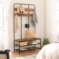 Großer Garderobenständer, Kleiderständer Mit Schuhregal, Garderobe Mit 12 Haken Und Sitzfläche, Sitzbank, Viel Stauraum, Für Flur, Schlafzimmer, Industriesti, 100 X 35,5 X 182 Cm, HOOBRO EBF05MT01 9 Großer Garderobenständer, Kleiderständer Mit Schuhregal, Garderobe Mit 12 Haken Und Sitzfläche, Sitzbank, Viel Stauraum, Für Flur, Schlafzimmer, Industriesti, 100 X 35,5 X 182 Cm, HOOBRO EBF05MT01 -Möbelhaus 39153198 3