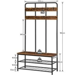 Großer Garderobenständer, Kleiderständer Mit Schuhregal, Garderobe Mit 12 Haken Und Sitzfläche, Sitzbank, Viel Stauraum, Für Flur, Schlafzimmer, Industriesti, 100 X 35,5 X 182 Cm, HOOBRO EBF05MT01 11 Großer Garderobenständer, Kleiderständer Mit Schuhregal, Garderobe Mit 12 Haken Und Sitzfläche, Sitzbank, Viel Stauraum, Für Flur, Schlafzimmer, Industriesti, 100 X 35,5 X 182 Cm, HOOBRO EBF05MT01 -Möbelhaus 39153198 5