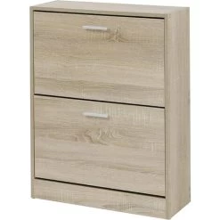 Baroni Home Startseite Space Saving-Schuh-dünnes Holz Melamin Eingang. Schuhregal Mit 2 Türen In Ribalta Und Doppel Tiefen 24x63x81 Cm