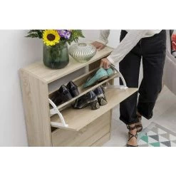 Baroni Home Startseite Space Saving-Schuh-dünnes Holz Melamin Eingang. Schuhregal Mit 2 Türen In Ribalta Und Doppel Tiefen 24x63x81 Cm -Möbelhaus 39170860 5