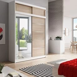 Schwebetürenschrank Schrank Mit Aufsatz Spiegel Kleiderschrank Schiebetüren Vista 05 -Möbelhaus 394442528