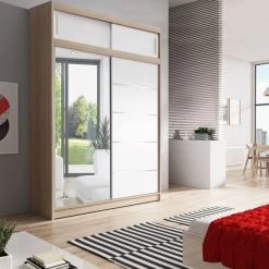 Schwebetürenschrank Schrank Mit Aufsatz Spiegel Kleiderschrank Schiebetüren Vista 05 -Möbelhaus 394442534