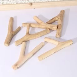 Holz Kleiderhaken, 3er Pack Vintage Haken Echtholz Baum Wandhaken, Rustikale Dekorative Holz Klebehaken. Schlüsselanhänger, Kleiderhakenhaken Für Heimtextilien -Möbelhaus 41682049 3