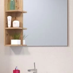 Wandspiegel Badspiegel Eiche Artisan Mit Ablage Regal Badezimmer Möbel 79x67 Geo