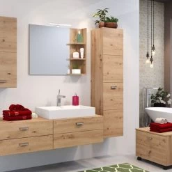 Wandspiegel Badspiegel Eiche Artisan Mit Ablage Regal Badezimmer Möbel 79x67 Geo -Möbelhaus 422607021