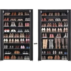 Songmics 10 Ebenen Schuhregal Für 54 Paar Schuhe XXXL Schuhschrank Stoffschrank Schwarz 100 X 28 X 162cm RXJ00H -Möbelhaus 4272297 3