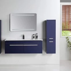 Badmöbel Set 5 Teilig 120 Cm Hochglanz Königsblau LED Spiegel Badezimmer Waschtisch -Möbelhaus 428110973