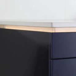 Badmöbel Set 5 Teilig 120 Cm Hochglanz Königsblau LED Spiegel Badezimmer Waschtisch -Möbelhaus 428110984