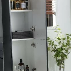 Badmöbel Set 8 Teilig 240cm Hochglanz Schwarz/ Weiß/ Königsblau LED Spiegel -Möbelhaus 428116308