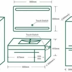 Badmöbel Set 8 Teilig 240cm Hochglanz Schwarz/ Weiß/ Königsblau LED Spiegel -Möbelhaus 428116313