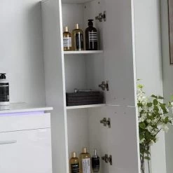 Badmöbel Set 8 Teilig 240cm Hochglanz Schwarz/ Weiß/ Königsblau LED Spiegel -Möbelhaus 428116375