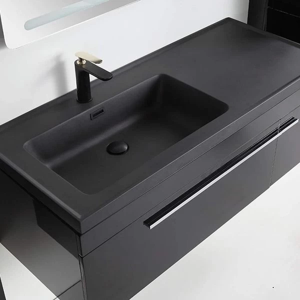 Badmöbel Set 5 Teilig 90 Cm Hochglanz Schwarz LED Spiegel Badezimmer Granitbecken 7 Badmöbel Set 5 Teilig 90 Cm Hochglanz Schwarz LED Spiegel Badezimmer Granitbecken – Bild 5