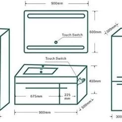 Badmöbel Set 5 Teilig 90 Cm Hochglanz Schwarz LED Spiegel Badezimmer Granitbecken 14 Badmöbel Set 5 Teilig 90 Cm Hochglanz Schwarz LED Spiegel Badezimmer Granitbecken -Möbelhaus 434822034