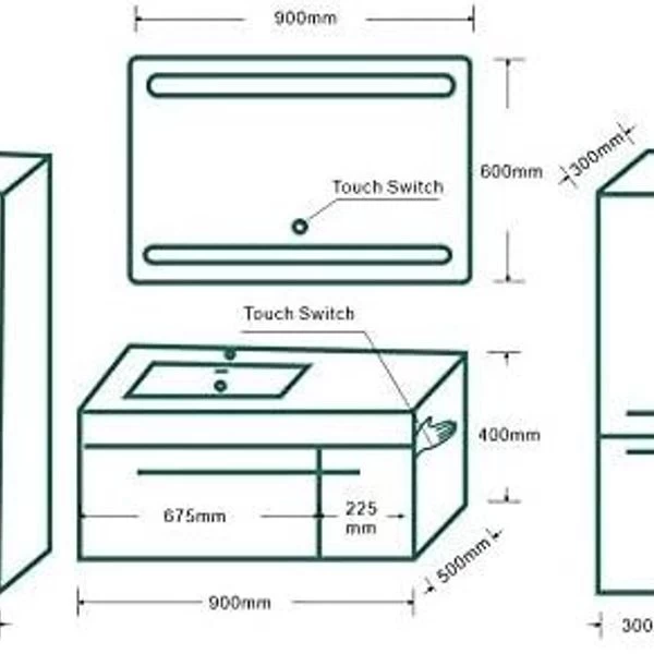 Badmöbel Set 5 Teilig 90 Cm Hochglanz Schwarz LED Spiegel Badezimmer Granitbecken 8 Badmöbel Set 5 Teilig 90 Cm Hochglanz Schwarz LED Spiegel Badezimmer Granitbecken – Bild 6
