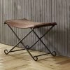 Klapphocker Hocker Vintage Echt Leder Gepolstert Stahlrohr Klappbar -Möbelhaus 442091112