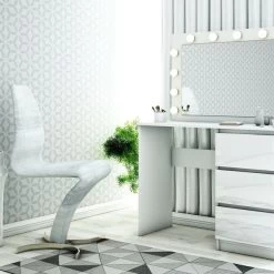 Schminktisch Kosmetiktisch Spiegel LED-Beleuchtung Frisiertisch Hochglanz Weiß M -Möbelhaus 452045140