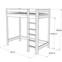 Hochbett Antresola Jugendbett Kinderbett Luca 100% Massivholz -Möbelhaus 453532449