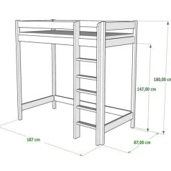 Hochbett Antresola Jugendbett Kinderbett Luca 100% Massivholz -Möbelhaus 453532452