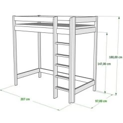 Hochbett Antresola Jugendbett Kinderbett Luca 100% Massivholz -Möbelhaus 453532454