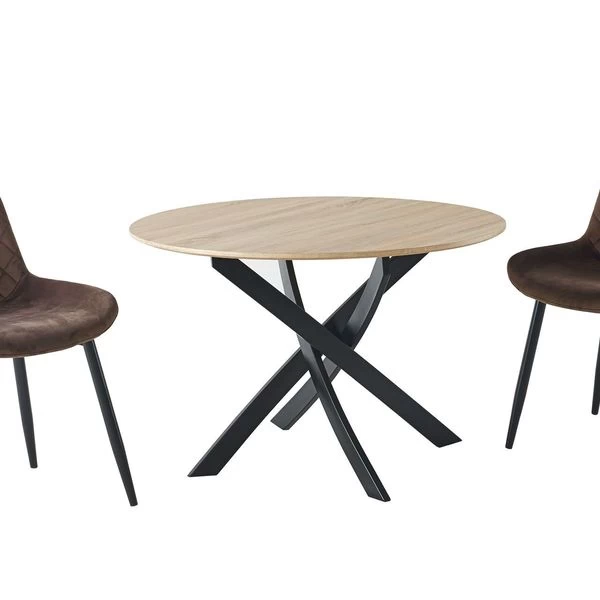 Runder Esstisch, Modell ZEN, Farbe Eiche, Metallbeine In Schwarz 4 Runder Esstisch, Modell ZEN, Farbe Eiche, Metallbeine In Schwarz – Bild 2