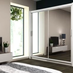 Schwebetürenschrank PARIS 120/ 160 / 203 Kleiderschrank Mit Spiegel Farbwahl