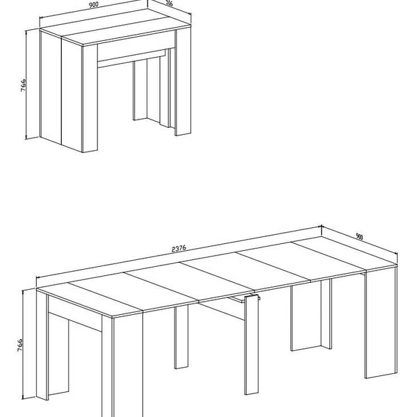 Esstisch, Konsolentisch, Ausziehtisch Bis 237cm, Farbe ZEMENT, Geschlossen 50x90x78cm 6 Esstisch, Konsolentisch, Ausziehtisch Bis 237cm, Farbe ZEMENT, Geschlossen 50x90x78cm – Bild 4