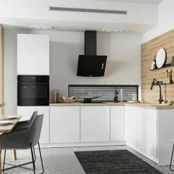 Küche Schränke Küchenzeile Erweiterbar Weiss Matt Griffmulden Häfele Schubladen