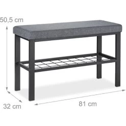 Relaxdays Schuhbank, 1 Ablage, Schuhregal Mit Sitzfläche, Gepolstert, HBT 50,5 X 81 X 32 Cm, Sitzbank Flur, Schwarz/grau 10 Relaxdays Schuhbank, 1 Ablage, Schuhregal Mit Sitzfläche, Gepolstert, HBT 50,5 X 81 X 32 Cm, Sitzbank Flur, Schwarz/grau -Möbelhaus 46518544 4