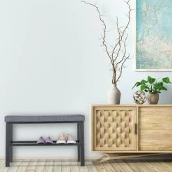 Relaxdays Schuhbank, 1 Ablage, Schuhregal Mit Sitzfläche, Gepolstert, HBT 50,5 X 81 X 32 Cm, Sitzbank Flur, Schwarz/grau 11 Relaxdays Schuhbank, 1 Ablage, Schuhregal Mit Sitzfläche, Gepolstert, HBT 50,5 X 81 X 32 Cm, Sitzbank Flur, Schwarz/grau -Möbelhaus 46518544 5