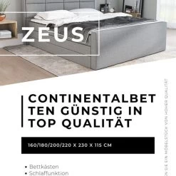 Boxspringbett ZEUS 140/160/180/200x200 Cm Polsterbett Mit Bettkasten Und Topper -Möbelhaus 465364530