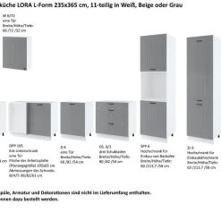 Landhaus Küchenzeile Eckküche LORA L-Form 235x365 Cm In Weiß, Beige Oder Grau 22 Landhaus Küchenzeile Eckküche LORA L-Form 235x365 Cm In Weiß, Beige Oder Grau -Möbelhaus 467525507
