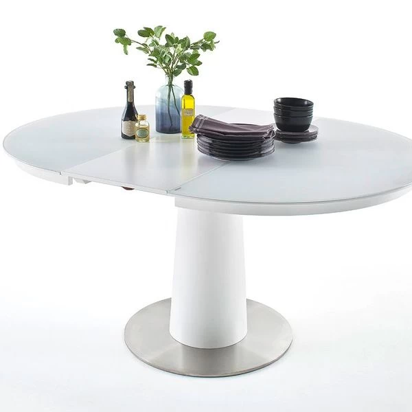 Säulentisch Waris Weiß Glas 120 - 160 Cm 4 Säulentisch Waris Weiß Glas 120 - 160 Cm – Bild 2