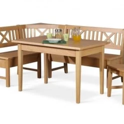 Küchen Kollektion MERLIN Essgruppe Frühstückecke Holz Buche Bank Tisch Stuhl Eckbank