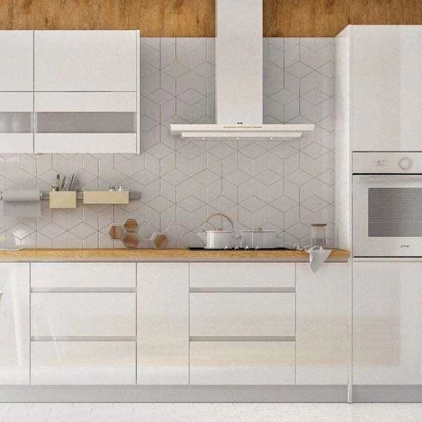 Grifflose Hochglanz Einbauküche Küchenzeile Campari 300 Cm 8-tlg Weiß, Grau, Schwarz 3 Grifflose Hochglanz Einbauküche Küchenzeile Campari 300 Cm 8-tlg Weiß, Grau, Schwarz