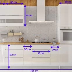 Grifflose Hochglanz Einbauküche Küchenzeile Campari 300 Cm 8-tlg Weiß, Grau, Schwarz 15 Grifflose Hochglanz Einbauküche Küchenzeile Campari 300 Cm 8-tlg Weiß, Grau, Schwarz -Möbelhaus 479661690