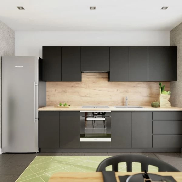 Grifflose Hochglanz Einbauküche Küchenzeile Campari 300 Cm 8-tlg Weiß, Grau, Schwarz 7 Grifflose Hochglanz Einbauküche Küchenzeile Campari 300 Cm 8-tlg Weiß, Grau, Schwarz – Bild 5