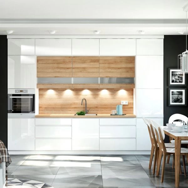 Grifflose Hochglanz Einbauküche Küchenzeile Campari 300 Cm 8-tlg Weiß, Grau, Schwarz 11 Grifflose Hochglanz Einbauküche Küchenzeile Campari 300 Cm 8-tlg Weiß, Grau, Schwarz – Bild 9