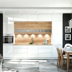 Küchenzeile Einbauküche Campari 270 Cm 8-tlg, Grifflos, Hochglanz Grau, Weiß, Schwarz -Möbelhaus 479661709