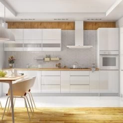 Grifflose Einbauküche Campari 280 Cm, 8-tlg Schwarz, Weiß, Grau - Hochglanz Oder Matt -Möbelhaus 479661895 1