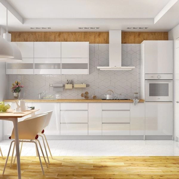 Grifflose Hochglanz Einbauküche Küchenzeile Campari 300 Cm 8-tlg Weiß, Grau, Schwarz 13 Grifflose Hochglanz Einbauküche Küchenzeile Campari 300 Cm 8-tlg Weiß, Grau, Schwarz – Bild 11